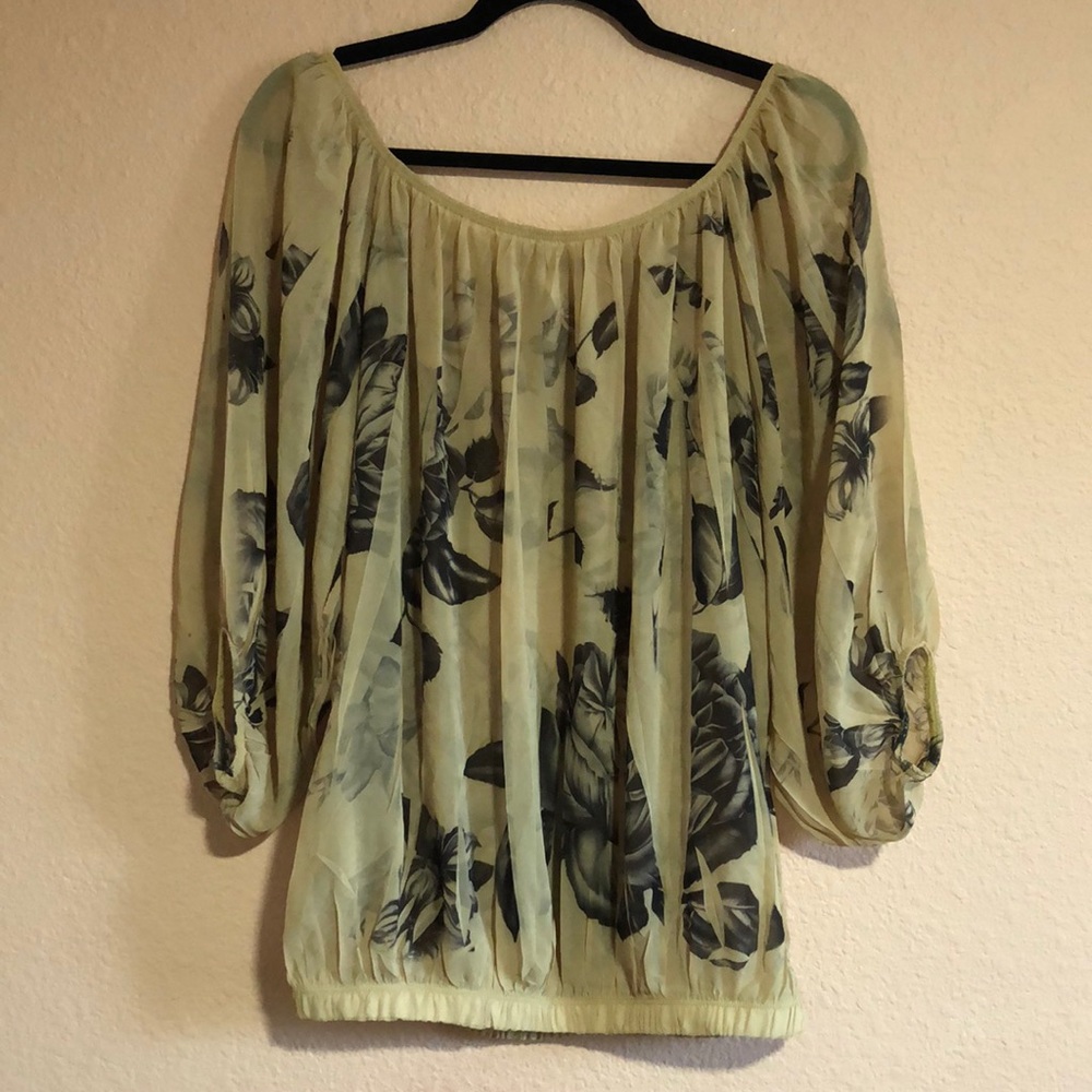 Libian 3/4 Sleeve Sheer Gold 2XL Women’s Blouse